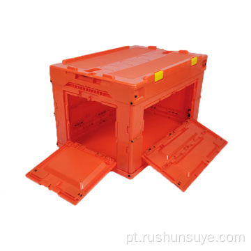 Caixa dobrável de 50L de laranja com abertura lateral